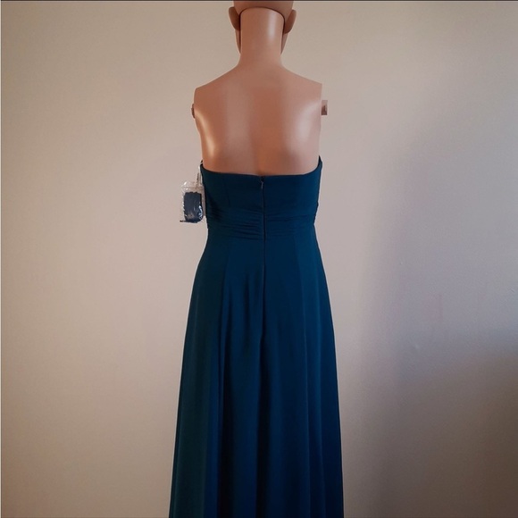 David's Bridal Oasis Blue Strapless Maxi Dress Size 2 - Picture 6 of 8